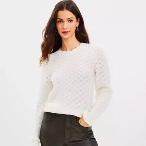 Loft scalloped neck Cream Sweater